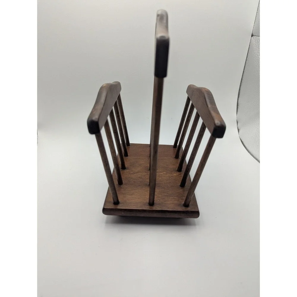 Vintage‎ Spindle Wooden Napkin Holder Double Sided 8x6.5